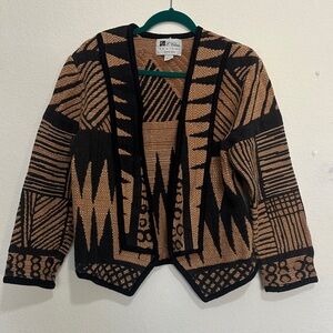 Geometric Patterned Cardigan in Black and Brown